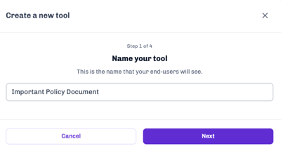 Create a tool step 1 name your tool
