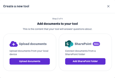 Create a tool step 2 add documents to your tool