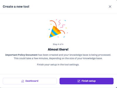 Create a tool step 4 success