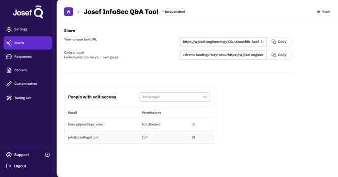 Josef Q - Share tab