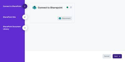 SharePoint Auth step 1b connect to sharepoint connected